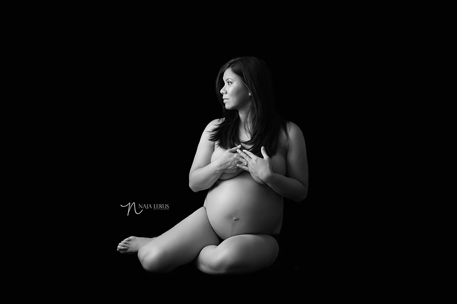 black and white semi nude maternity photography skokie il