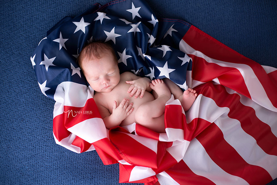 american flag newborn prop chicago IL baby photographer