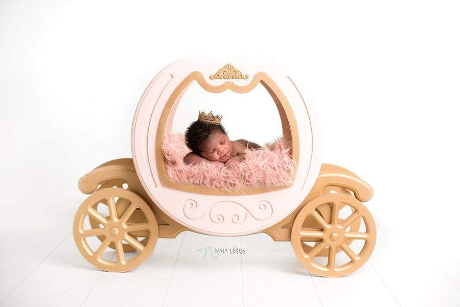 baby newborn princess in carriage chicago IL newborn photographer