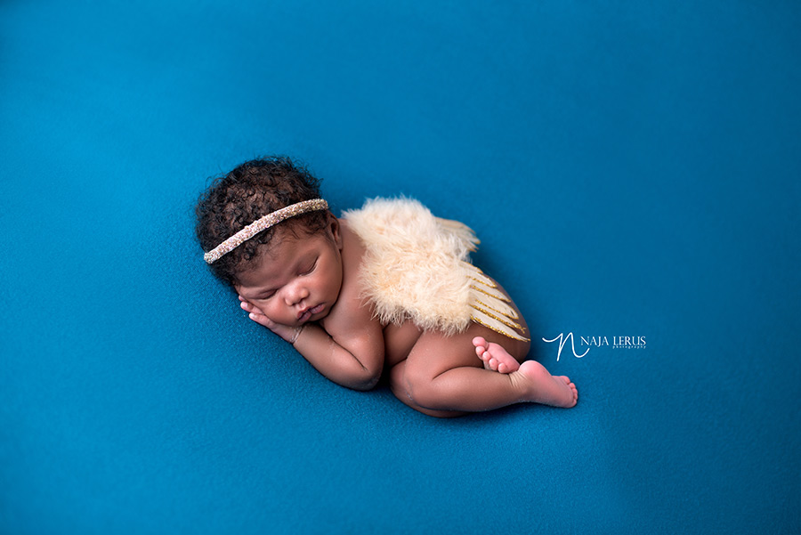 newborn baby girl with angel wings chicago IL