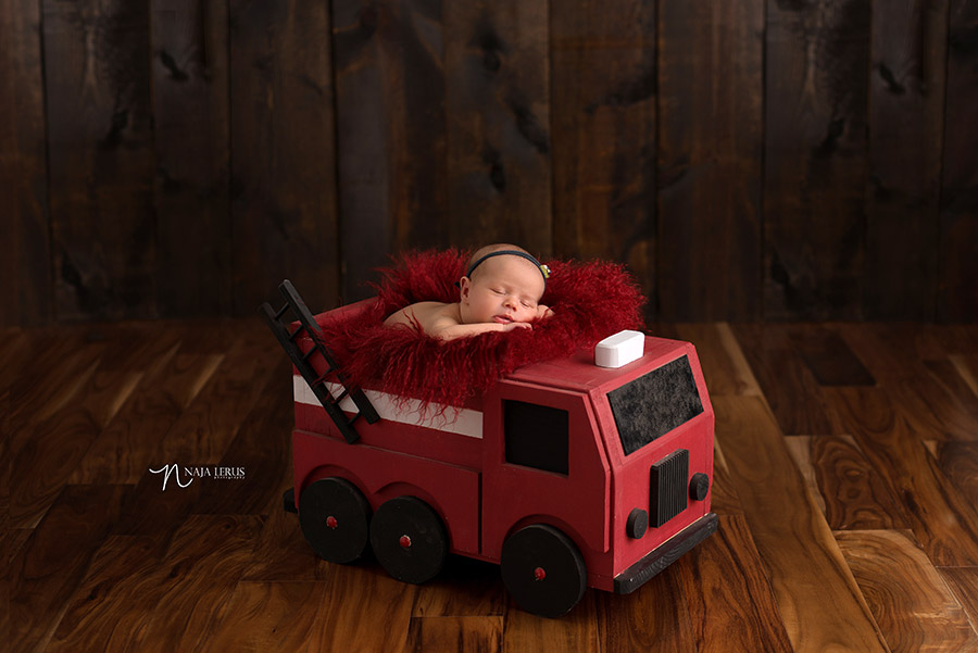 newborn firetruck prop newborn photos chicago