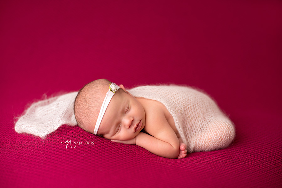 newborn baby girl with lace wrap chicago IL