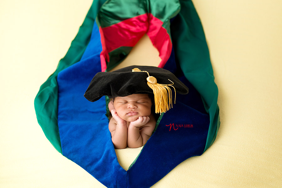 cap and gown newborn photos chicago
