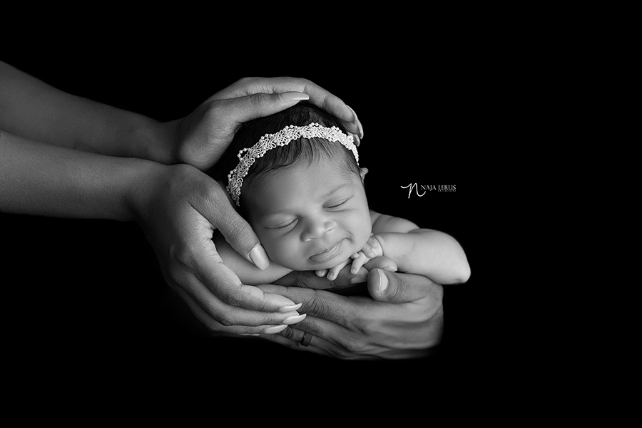 black and white parent newborn pose chicago il