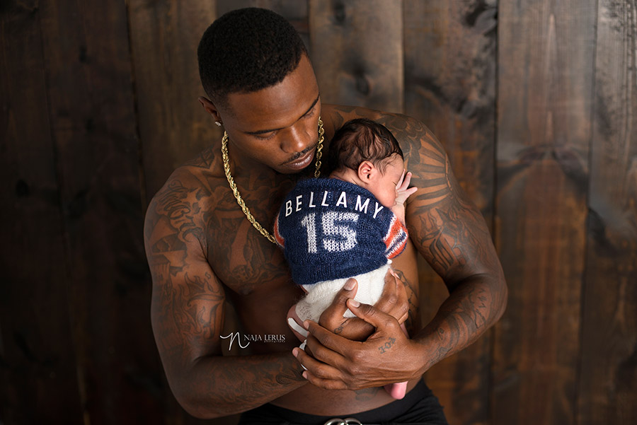 Chicago professional football athlete newborn photographer 
