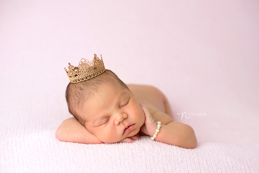 newborn crown with newborn baby girl chicago