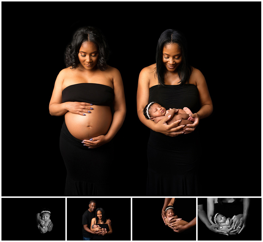 before and after photo of maternity and baby newborn photography chicago il