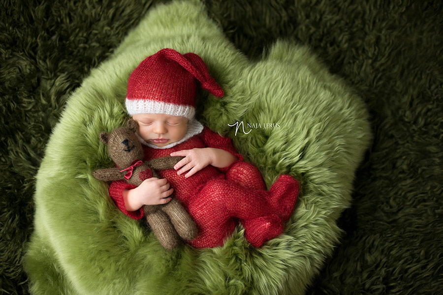 newborn posed photography christmas ideas chicago elf on the shelf