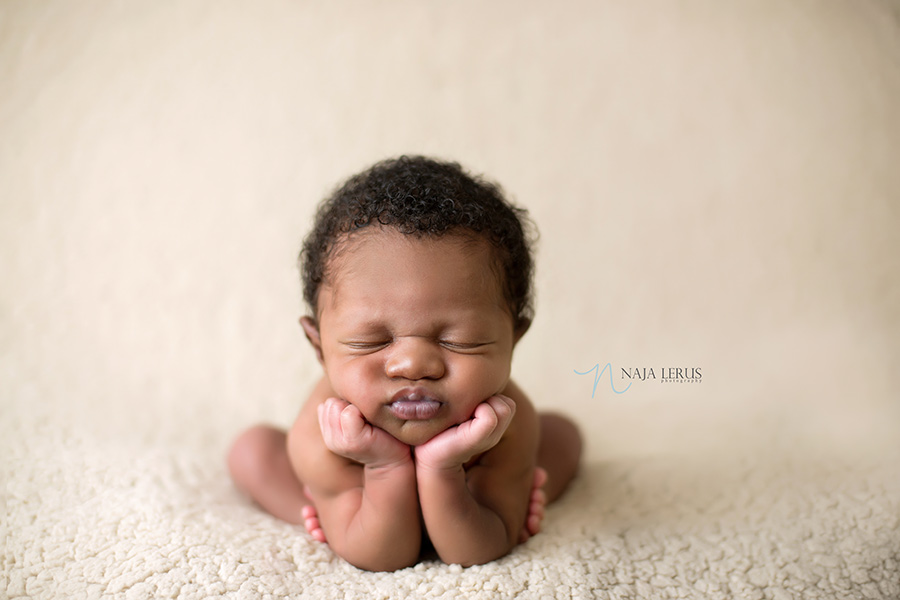 newborn froggy pose chicago IL newborn photographer african american baby 