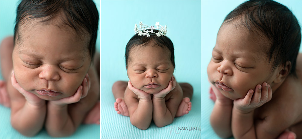 froggy hands in cheek newborn pose chicago photographer