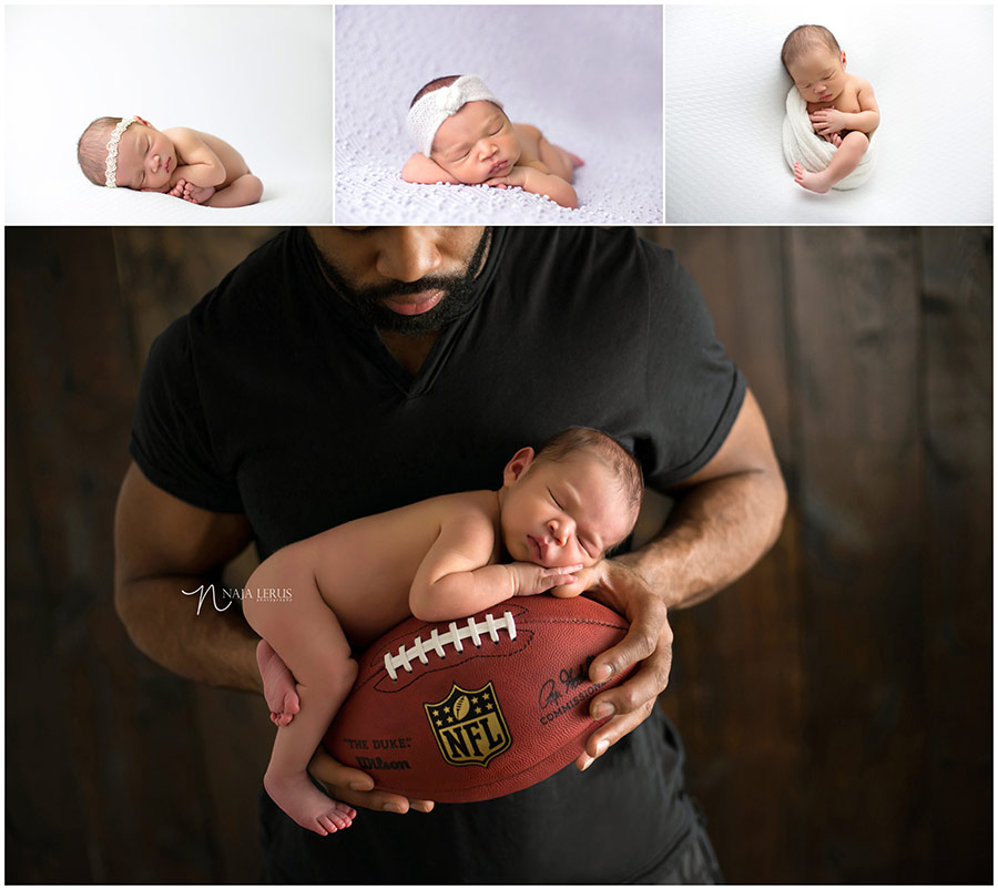 nil professional football player darryl sharpton chicago bears newborn baby photography