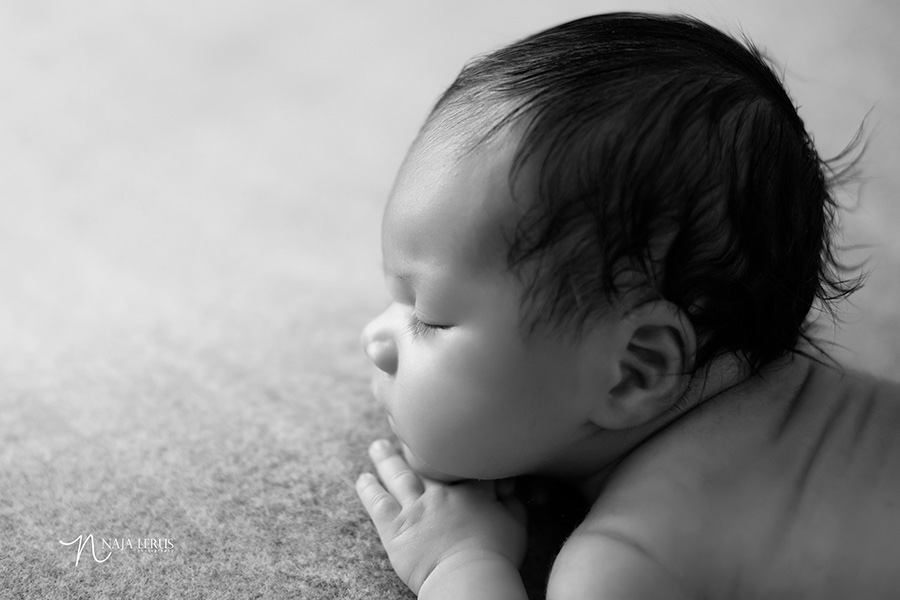black and white newborn photography chicago