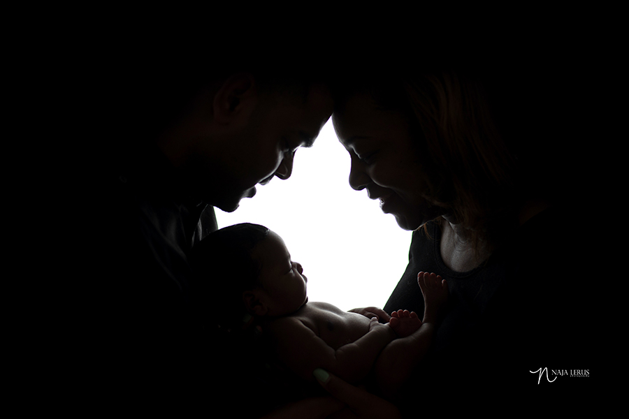 silhouette family photography chicago in newborn session