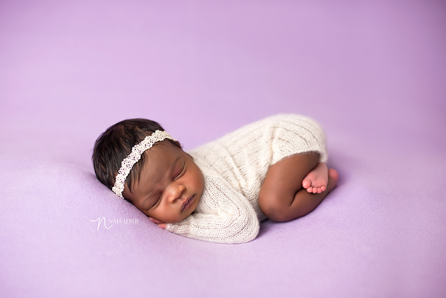 the knitting bitty lace romper prop newborn photography chicago IL