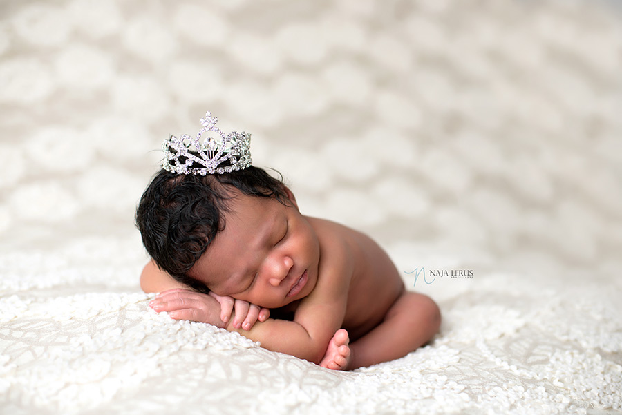 baby newborn girl crown prop photography