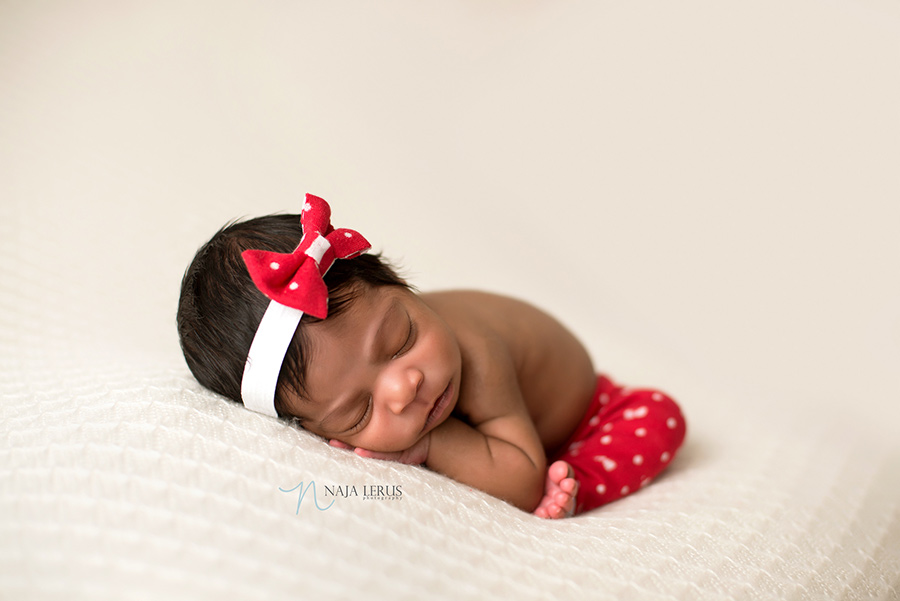 red newborn outfit for photoshoot chicago 